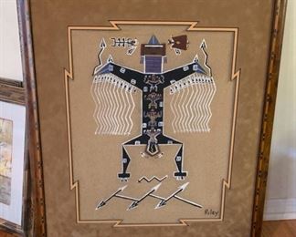 Native American Sand Painting Riley Johnston Navajo 28x24x.5in HxWxD 19639