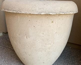 #2 Large Cast Stone Planter/Pot with Faux Palm 23in H x 24in Diameter 19631