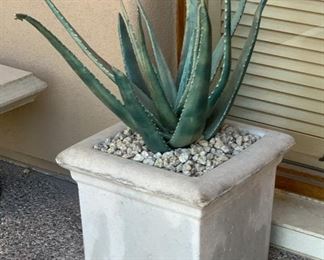 Cast Stone Square Plater/Pot w/ Agave 16 x18x18in HxWxD 19630
