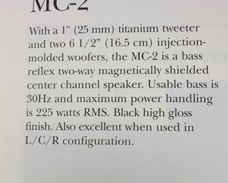 2pc Mirage MC-2 Speakers PAIR #2 8.75in H x 24in W x 10.75in D HxWxD 19621