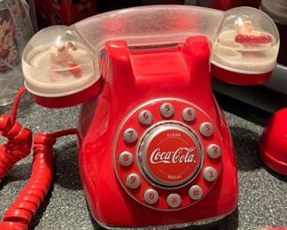 Coca Cola Snowy Dome Phone 6.5x10x7in HxWxD 19616