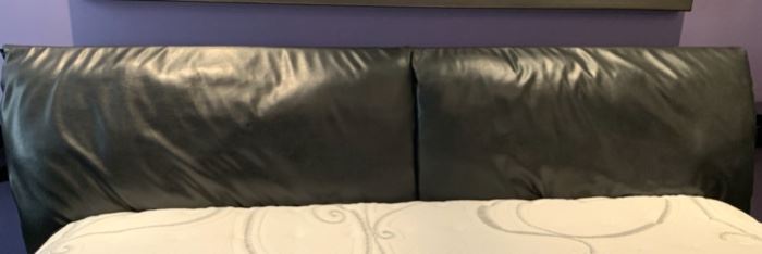 KING Roche Bobois Black Lacquer & Leather Bed w/ Sealy Performance Mattress 39x140x92in HxWxD 19603