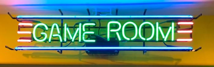 Art Deco Neon Game Room Sign 8x40x9in HxWxD 19580