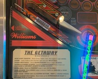 1992 Williams The Getaway High Speed II Pinball Machine Coin op 80x29x57in HxWxD 19574