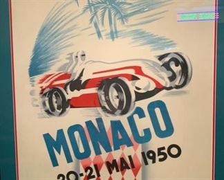 Monaco 1950 Grand Prix Poster Framed 20-21 MAI 44x34x1.5 HxWxD 19568