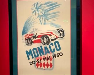 Monaco 1950 Grand Prix Poster Framed 20-21 MAI 44x34x1.5 HxWxD 19568
