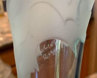Art Glass Bud Vase Signed 11.5in H x 3in Diameter 19566
