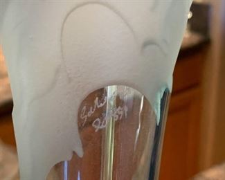 Art Glass Bud Vase Signed 11.5in H x 3in Diameter 19566