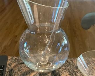 5pd Red Glass Italian Bar set Glasses Decanter Decanter: 14in H 19565