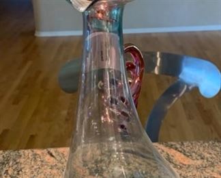 5pd Red Glass Italian Bar set Glasses Decanter Decanter: 14in H 19565