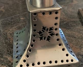 2pc Punched Tin Candle Holders PAIR 25x5x5in HxWxD 19561