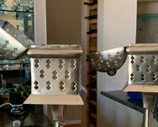 2pc Punched Tin Candle Holders PAIR 25x5x5in HxWxD 19561