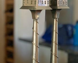 2pc Punched Tin Candle Holders PAIR 25x5x5in HxWxD 19561
