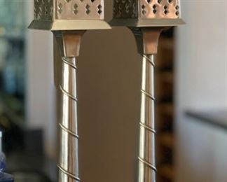 2pc Punched Tin Candle Holders PAIR 25x5x5in HxWxD 19561