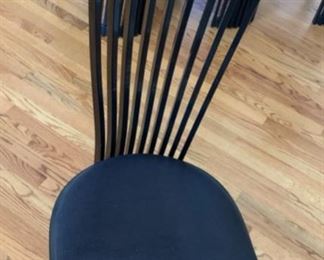 8 SPA Tonon & C Black Lacquer Contemporary Slat Back Chairs Italy 44x19x19in. Seat Height 19in 19556