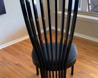 8 SPA Tonon & C Black Lacquer Contemporary Slat Back Chairs Italy 44x19x19in. Seat Height 19in 19556