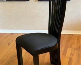 8 SPA Tonon & C Black Lacquer Contemporary Slat Back Chairs Italy 44x19x19in. Seat Height 19in 19556