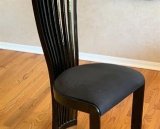 8 SPA Tonon & C Black Lacquer Contemporary Slat Back Chairs Italy 44x19x19in. Seat Height 19in 19556