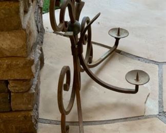 Heavy Wrought Iron Wall Mount Candle Holder 17x30x10in HxWxD 19554