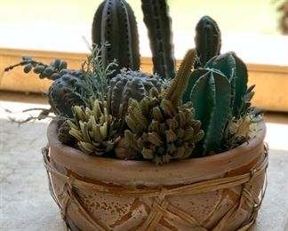 AS-IS Small Faux Cactus/ pot 8in H x 9in Diameter 19542