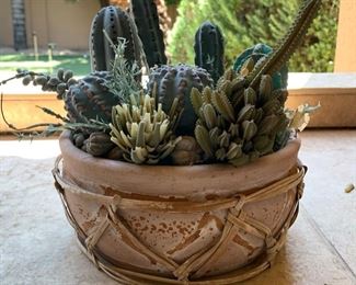 AS-IS Small Faux Cactus/ pot 8in H x 9in Diameter 19542