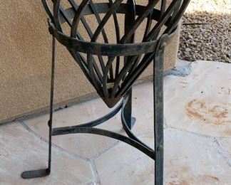 Med Wrought Iron Vase w/ Stand 38x15in Diameter 19538