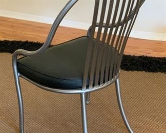 Arthur Umanoff Shaver-Howard Steel & Glass Contemporary Dining Table w/ 4 Chairs Table: 30x47in Diameter Chairs: 40x23x22in 19531
