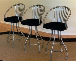 3pc Johnston Casuals Contemporary Counter Height Chairs Swivel Bar Stool 43x20x19in seat height: 30in HxWxD 19532