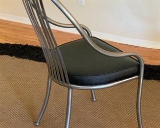 Arthur Umanoff Shaver-Howard Steel & Glass Contemporary Dining Table w/ 4 Chairs Table: 30x47in Diameter Chairs: 40x23x22in 19531