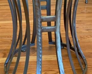 Arthur Umanoff Shaver-Howard Steel & Glass Contemporary Dining Table w/ 4 Chairs Table: 30x47in Diameter Chairs: 40x23x22in 19531