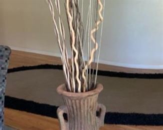 Rustic Ceramic Floor Vase w/ Branches Vase: 35in H x 12in Diameter 19530