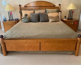 King Size Bed Frame Hickory White Genesis Collection Neo Classical 58x82x88 HxWxD GD108