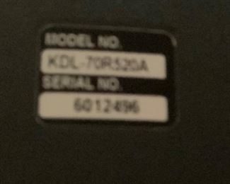 Sony Bravia 70in LED 1080p TV KDL-70R520A 38x63x4in HxWxD 19527