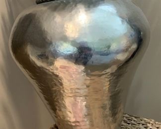 Hammered Polished Tin Vase with/ Branch Decor 29x12x15in HxWxD 19521