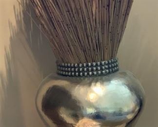 Hammered Polished Tin Vase with/ Branch Decor 29x12x15in HxWxD 19521