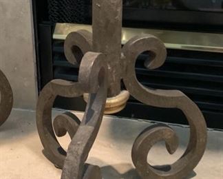 2pc Glass & Iron Candle Stands 34in H x 9.5in Diameter 19520