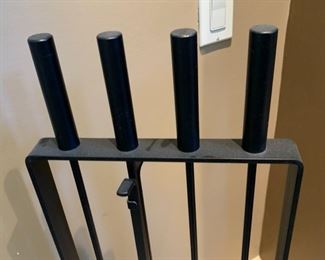 Heavy Wrought Iron Contemporary Fireplace Tool Set 32x12x6in HxWxD 19519