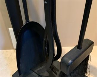 Heavy Wrought Iron Contemporary Fireplace Tool Set 32x12x6in HxWxD 19519