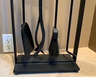Heavy Wrought Iron Contemporary Fireplace Tool Set 32x12x6in HxWxD 19519