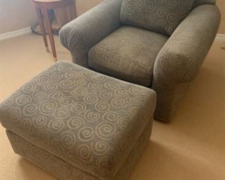 Custom oversize Chair with Ottoman on Rollers 26x40x38 HxWxD GD101