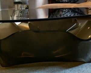 Contemporary Freeform Molded Glass Coffee Table 16x60x51in HxWxD 19503