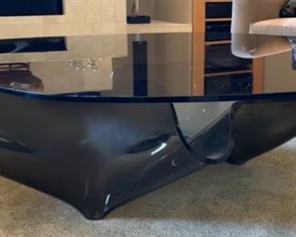 Contemporary Freeform Molded Glass Coffee Table 16x60x51in HxWxD 19503