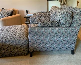 Oversized Fabric Chair w/ Ottoman Chair: 38x57x45in. Ottoman: 18x48x32in HxWxD 19502