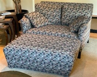 Oversized Fabric Chair w/ Ottoman Chair: 38x57x45in. Ottoman: 18x48x32in HxWxD 19502