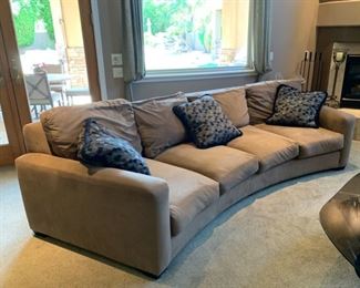 #1 10ft Contemporary Ultra Suede Curved Sofa/Couch