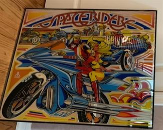 1978 Atari Space Rider Glass Marques Pinball Back 28x24 19668