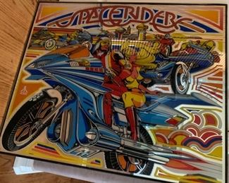 1978 Atari Space Rider Glass Marques Pinball Back 28x24 19668