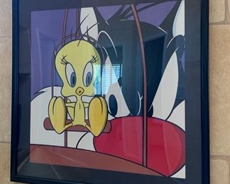 Sylvester & Tweety 1998 Warner Bros Framed Litho 30x30in 19663