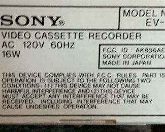 Sony EV-C3 Video 8 VCR 19673