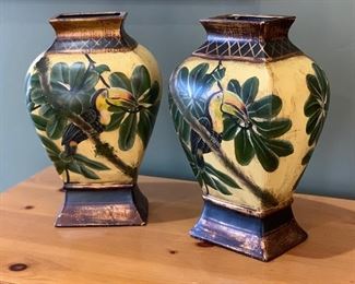 2pc Ceramic Toucan vases PAIR	13x9x7in	HxWxD